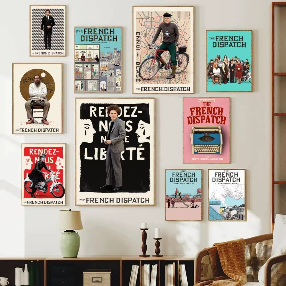 Affiche vintage The French Dispatch, impression artistique de film classique de Wes Anderson, décoration murale minimaliste pour chambre à coucher, dortoir, maison, cadeau