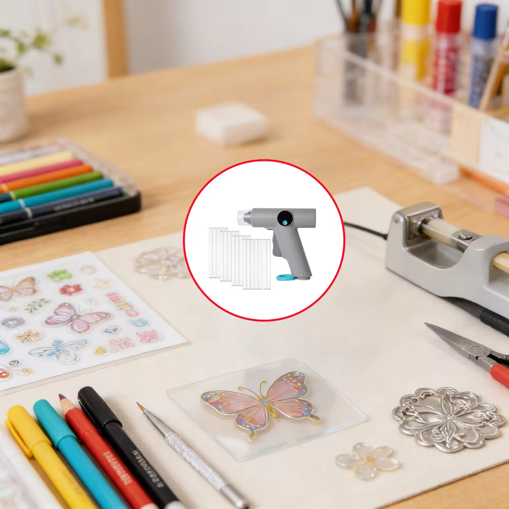 Pistolet à colle chaude sans fil, lumière LED, batterie au Lithium, affichage de la température, pistolet à colle Rechargeable avec 22 bâtons de colle, outils artisanaux