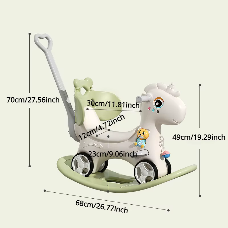 Cheval à bascule pour tout-petits, jouet à bascule pour bébé, cadeau d'anniversaire et de noël amusant pour enfants, vélo d'équilibre avec poignée poussoir
