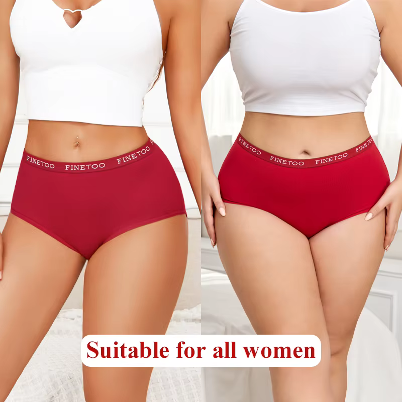 4 pièces S-XXL coton taille haute caleçons femmes sans couture