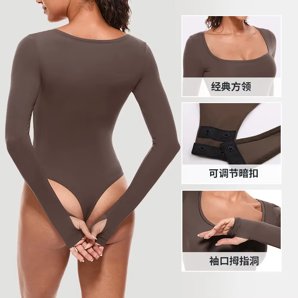 Femme une pièce Body à manches longues sans couture corps Shaper gaine ventre plat Shapewear