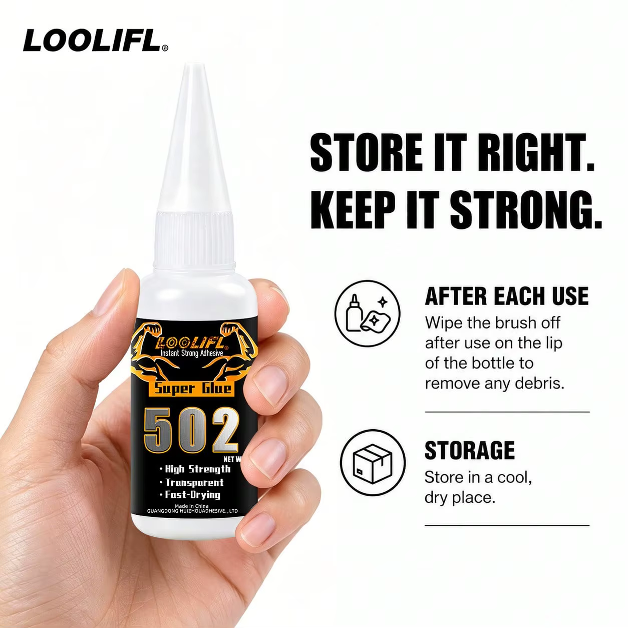 LOOLIFL 20g 502 Super Glue, adhésif instantané puissant, séchage rapide, transparent, pour plastique, métal, bois, céramique, bricolage, artisanat, réparation
