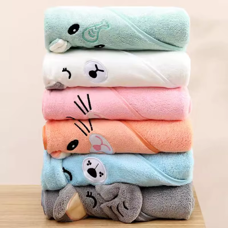 Serviette de bain mignonne pour bébé, serviette douce et absorbante, couverture d'emmaillotage pour nouveau-né, pour filles et garçons