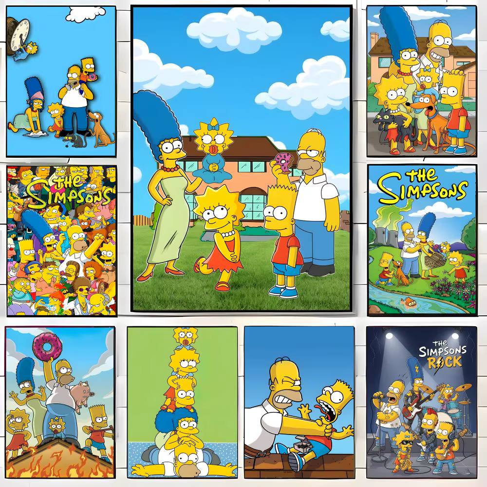 Affiche murale Anime T-The Simpsons, impression artistique adaptée au salon, chambre à coucher, bar, salon, décoration de la maison, cadeau