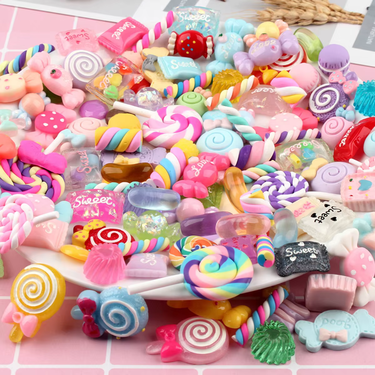 Ensemble de Breloques en Résine Mixte, Bonbons à Dos pio, Fournitures de Bricolage, pour Travaux Manuels et Ornements, 30 Pièces