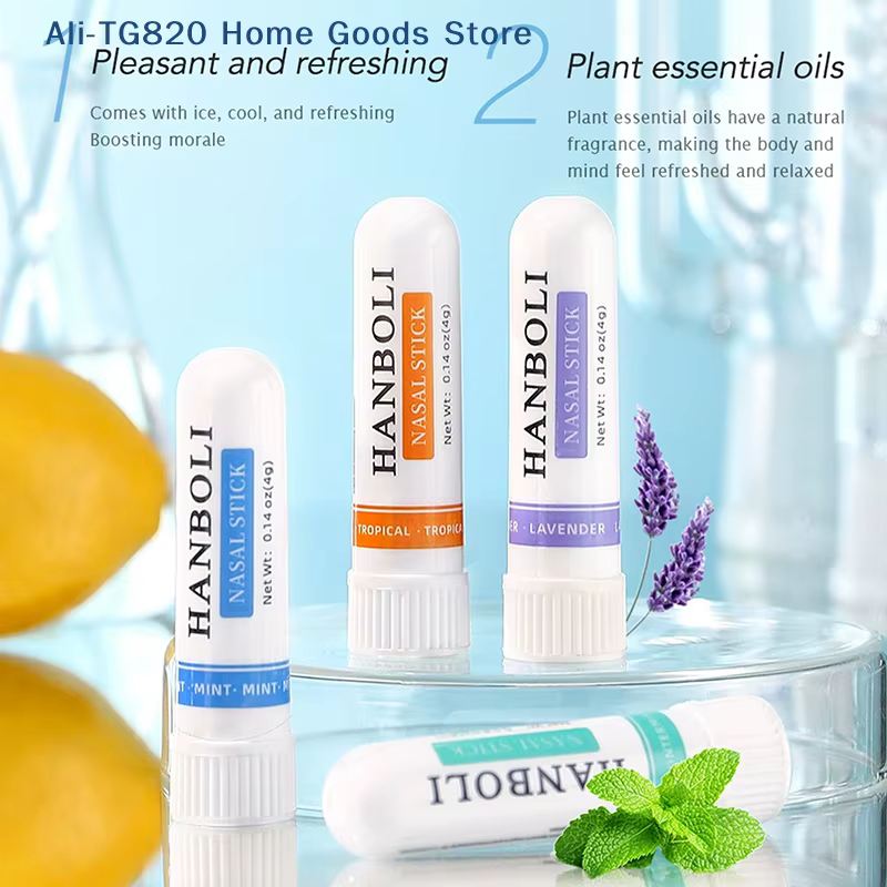 [TG820] 4 bâtonnets nasaux pour améliorer la concentration, favoriser la respiration, procurer une sensation de fraîcheur, inhalateur d'aromathérapie, prévenir la somnolence au volant
