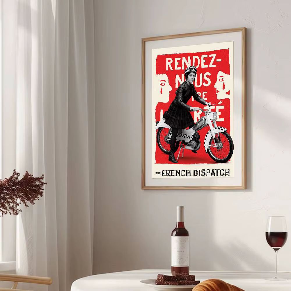 Affiche vintage The French Dispatch, impression artistique de film classique de Wes Anderson, décoration murale minimaliste pour chambre à coucher, dortoir, maison, cadeau