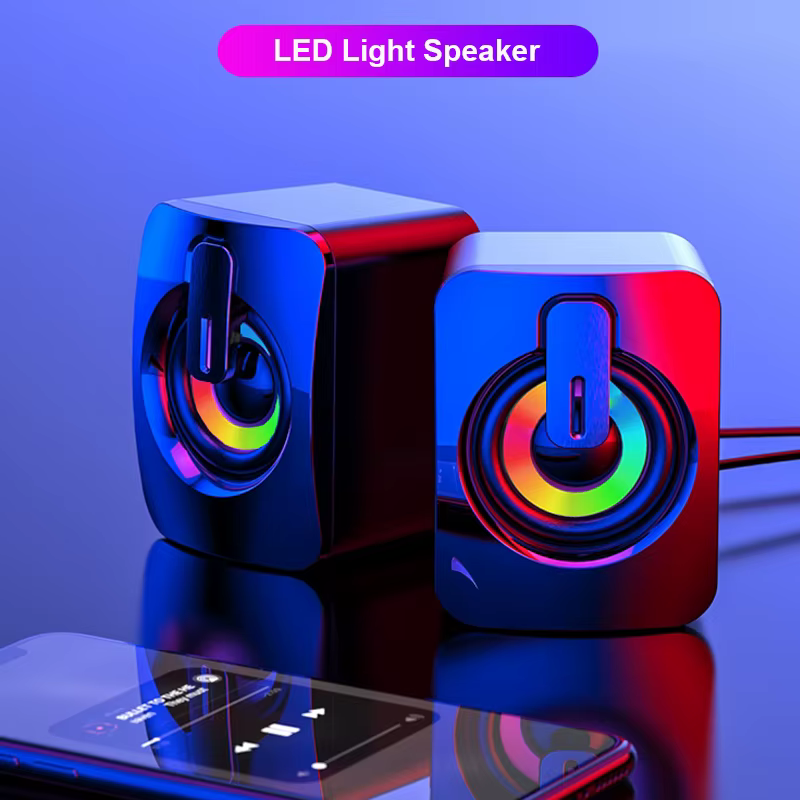 Hautréusd'ordinateur avec lumière LED pour ordinateur de bureau, boîte de son PC, microphone stéréo HIFI, USB filaire, Caixa De Som