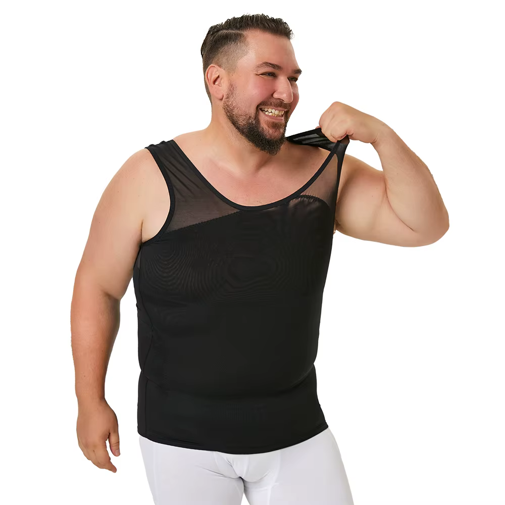 Hommes corps Shaper poitrine mince débardeur cacher gynécologie Compression chemise