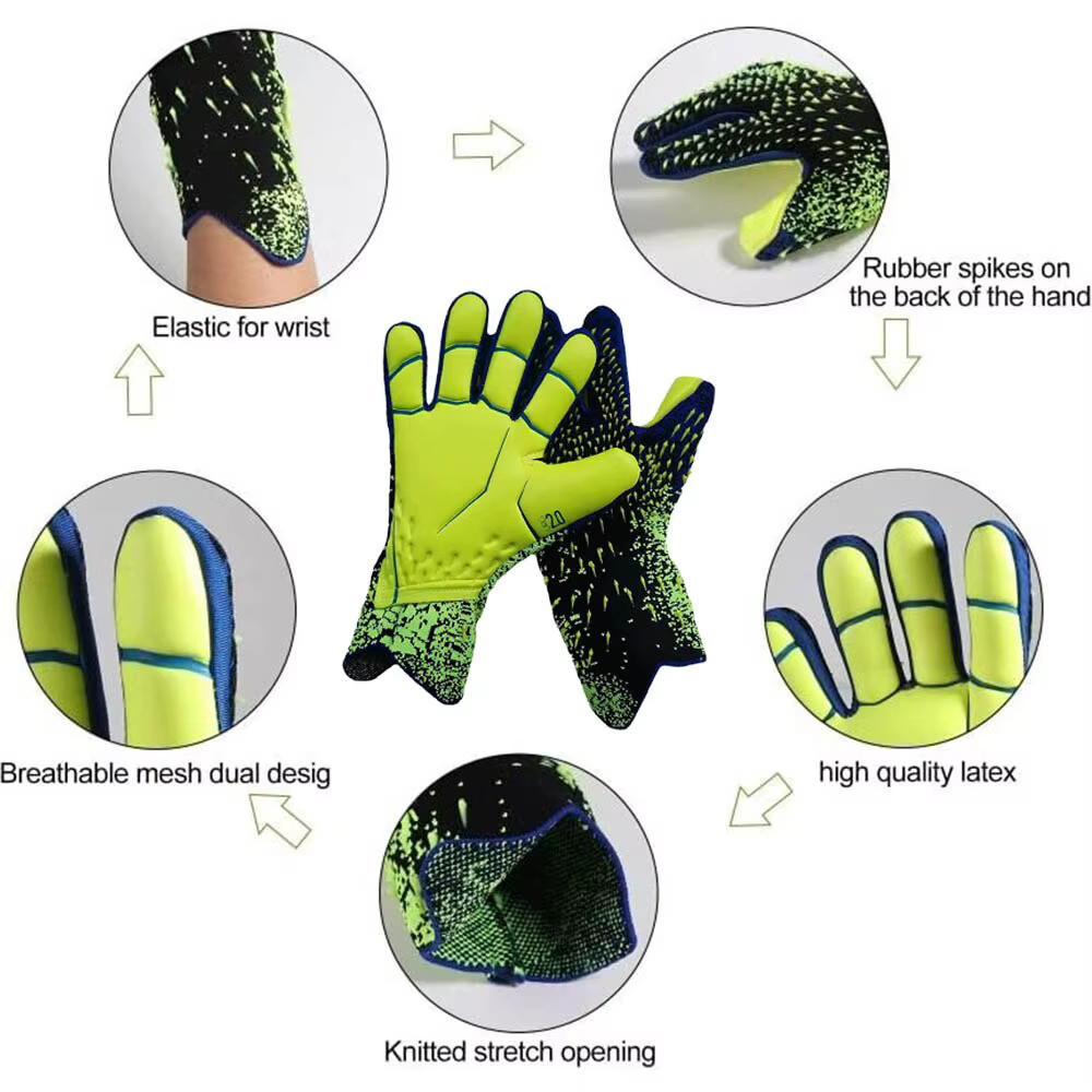 Gants de gardien de but à forte adhérence pour gants de gardien de but de football avec taille 6/7/8/9/10 gants de football pour enfants jeunes et adultes