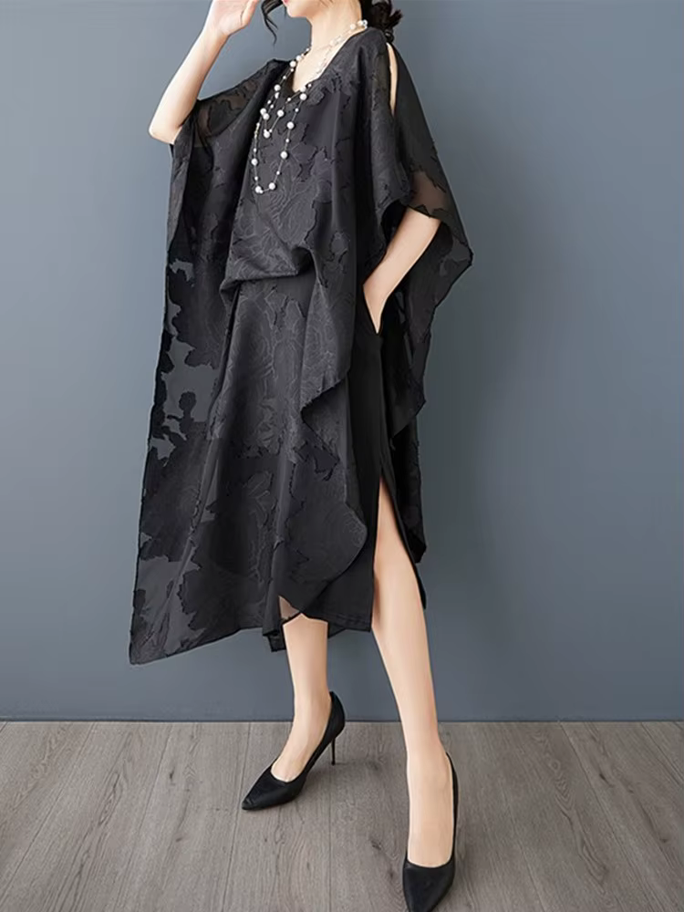 Manches courtes épaules dénudées vintage nouveau en robes pour femmes décontracté ample longue robe d'été vêtements élégants 2025