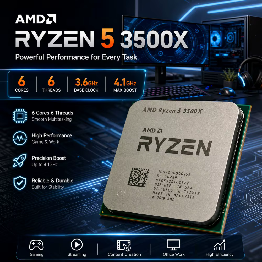Unité CPU Ryzen 5 3500X AM4 6C6T pour PC de bureau, idéale pour la création d'un système de jeu stable et la prise en charge de plusieurs jeux en ligne