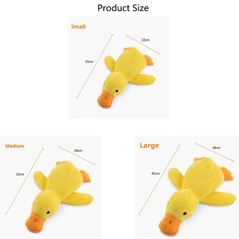Chien endormi avec un chien câlin canard jouets pour soulager l'ennui du petit canard jaune animal de compagnie interactif en peluche poupée fournitures pour animaux de compagnie