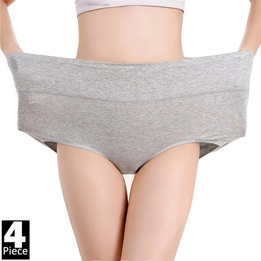 4 pièces/lot taille haute sous-vêtements coton culottes femmes corps mince