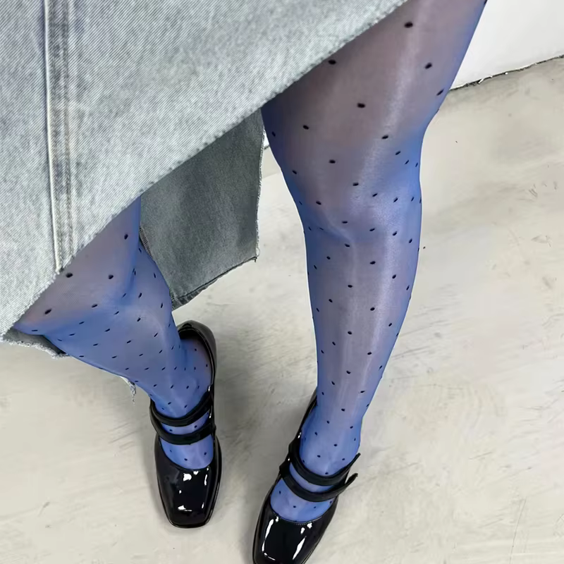 Collants transparents à pois Vintage pour femmes