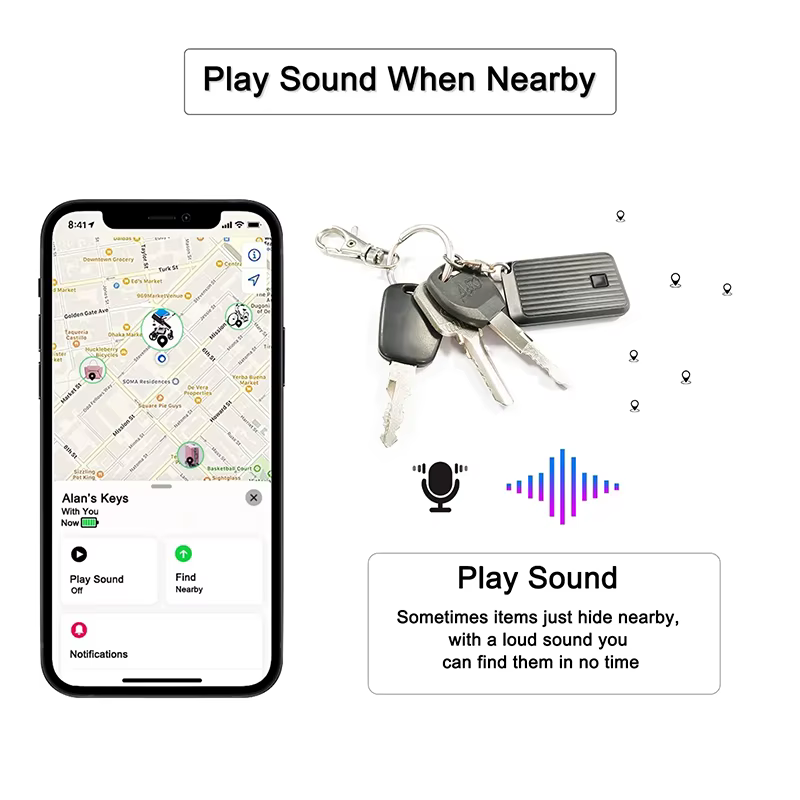 Nouveau traceur GPS Anti-perte, MINI localisateur carré noir pour utilisation antivol Mobile en conjonction avec système iOS, trouver mon application