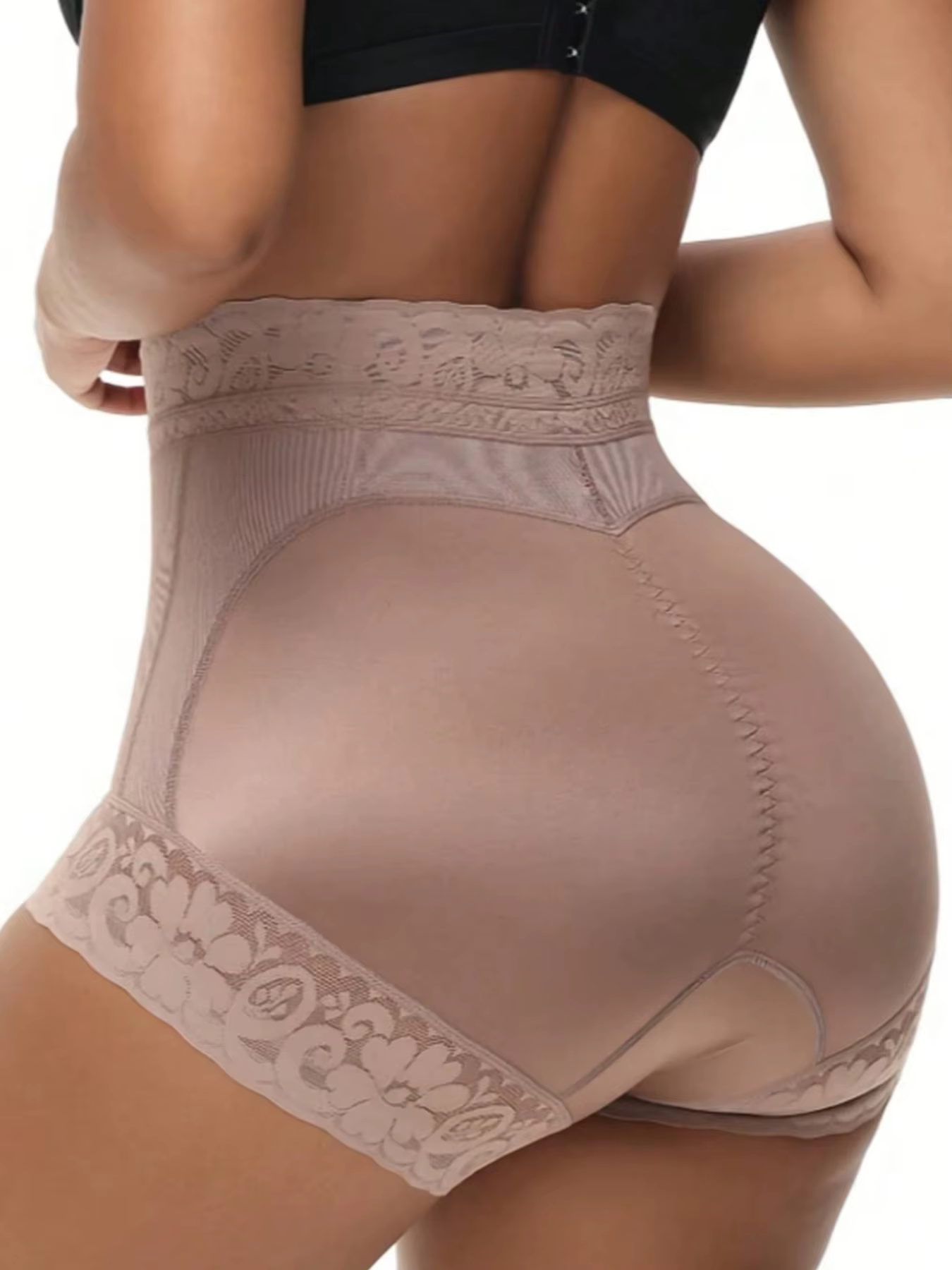 Culotte gainante sculptante pour femme avec contrôle du ventre, en dentelle