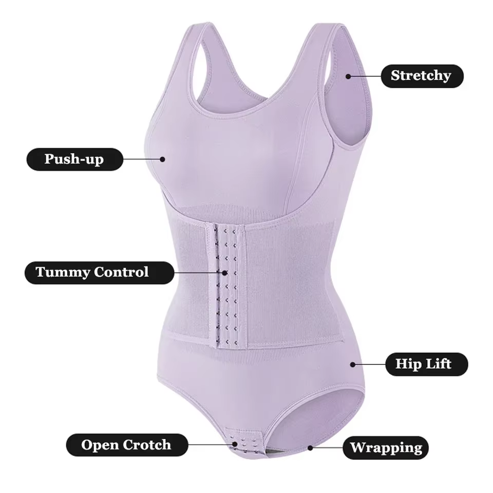 Nouveau Body Sculptant Amincissant pour Femme avec Fermeture Éclair et Ceinture