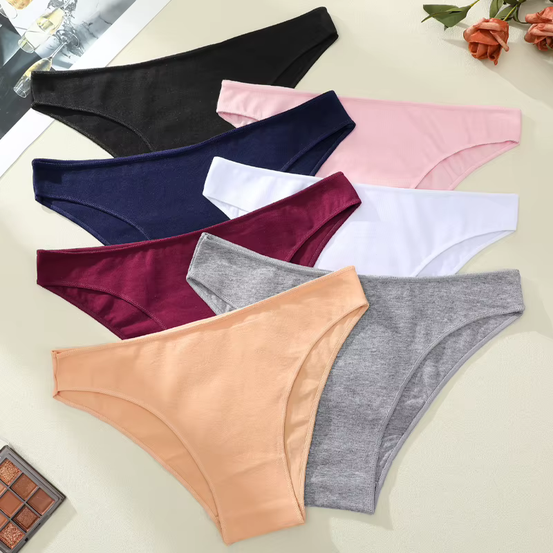 4 pièces culottes en coton sans couture pour femmes dames taille basse sous-vêtements couleur unie doux confortable slips femme respirant Lingerie