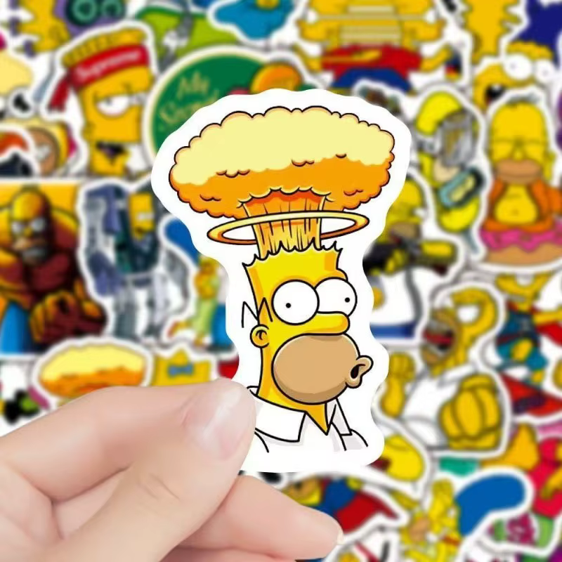 50 autocollants de dessin animé The Simpsons Hommor, imperméables, créatifs, pour bagages, téléphone, décoration, jouets cadeaux pour garçons