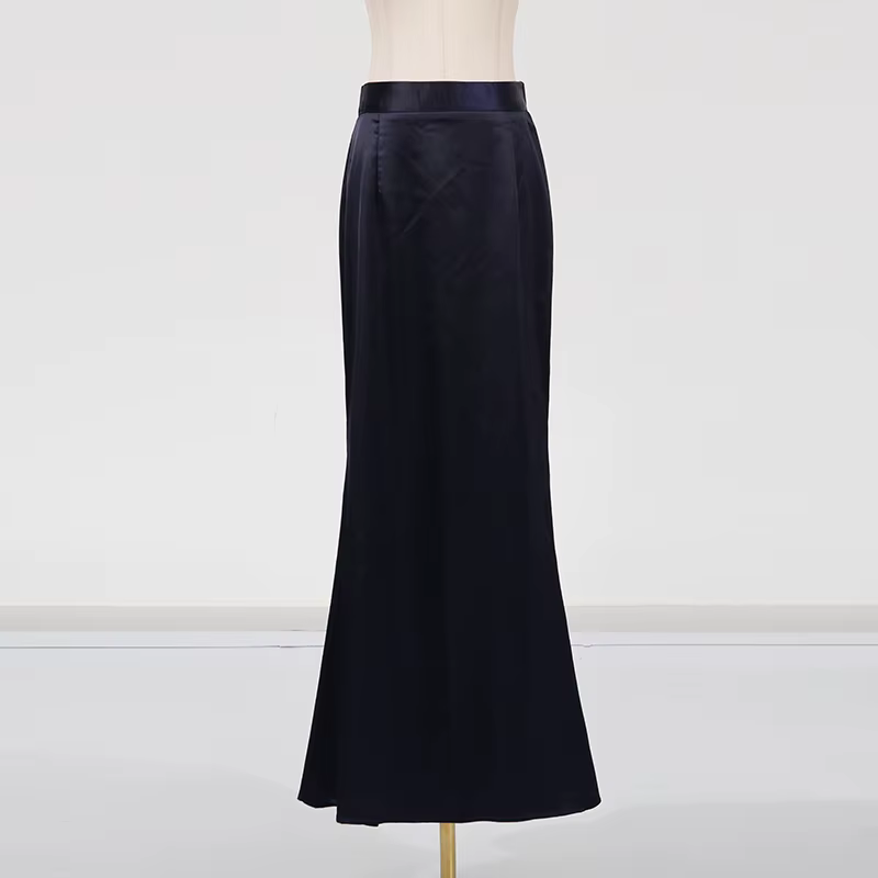 KBQ minceur deux pièces ensemble pour femmes col montant manches courtes épissé simple boutonnage haut taille haute jupe