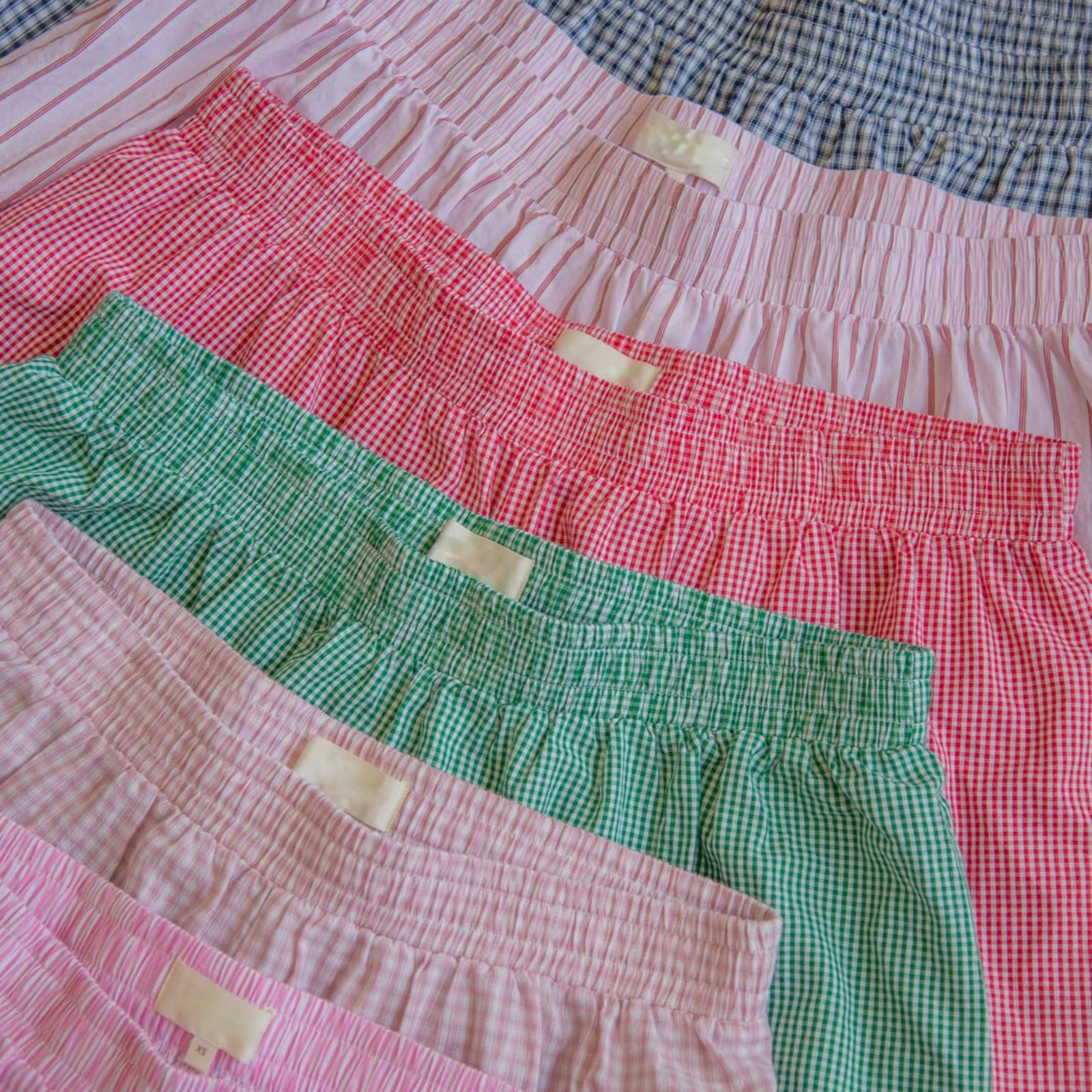 Short de pyjama imprimé à carreaux rayés pour femmes