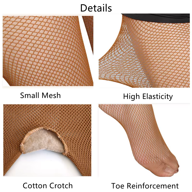 Collants à fond résille grande taille pour femmes