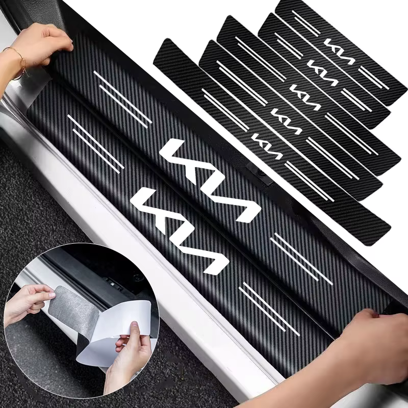 Autocollants de protection de seuil de porte de voiture en Fiber de carbone, imperméables, pour Kia Sportage Ceed Picanto Rio ProCeed Niro Stonic K7 K5 K8 K3
