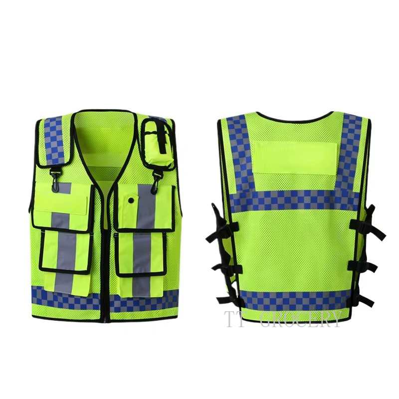Veste fluorescente multi-poches, vêtements de sécurité, sécurité nocturne, trafic ferroviaire, mineurs de charbon, gilet uniforme respirant