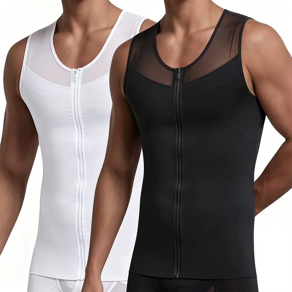 Débardeur de compression pour homme avec fermeture éclair