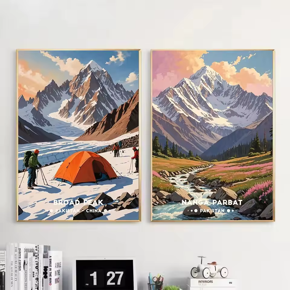 Classiques célèbre Lhotse Makalu large pic affiche superbe montagne Art affiche impression toile peinture mur Art Pictur décor à la maison