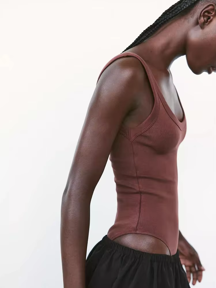 Body côtelé slim pour femmes
