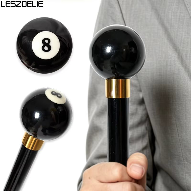 Canne de marche en bois de hêtre noir avec poignée à 8 billes, bâton détachable en 2 parties, élégant, pour hommes et femmes, usage quotidien, cosplay