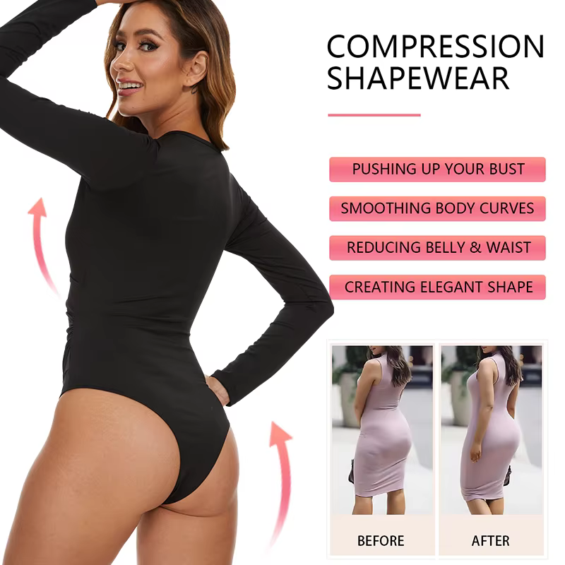 Vêtements modelants à manches longues pour femmes