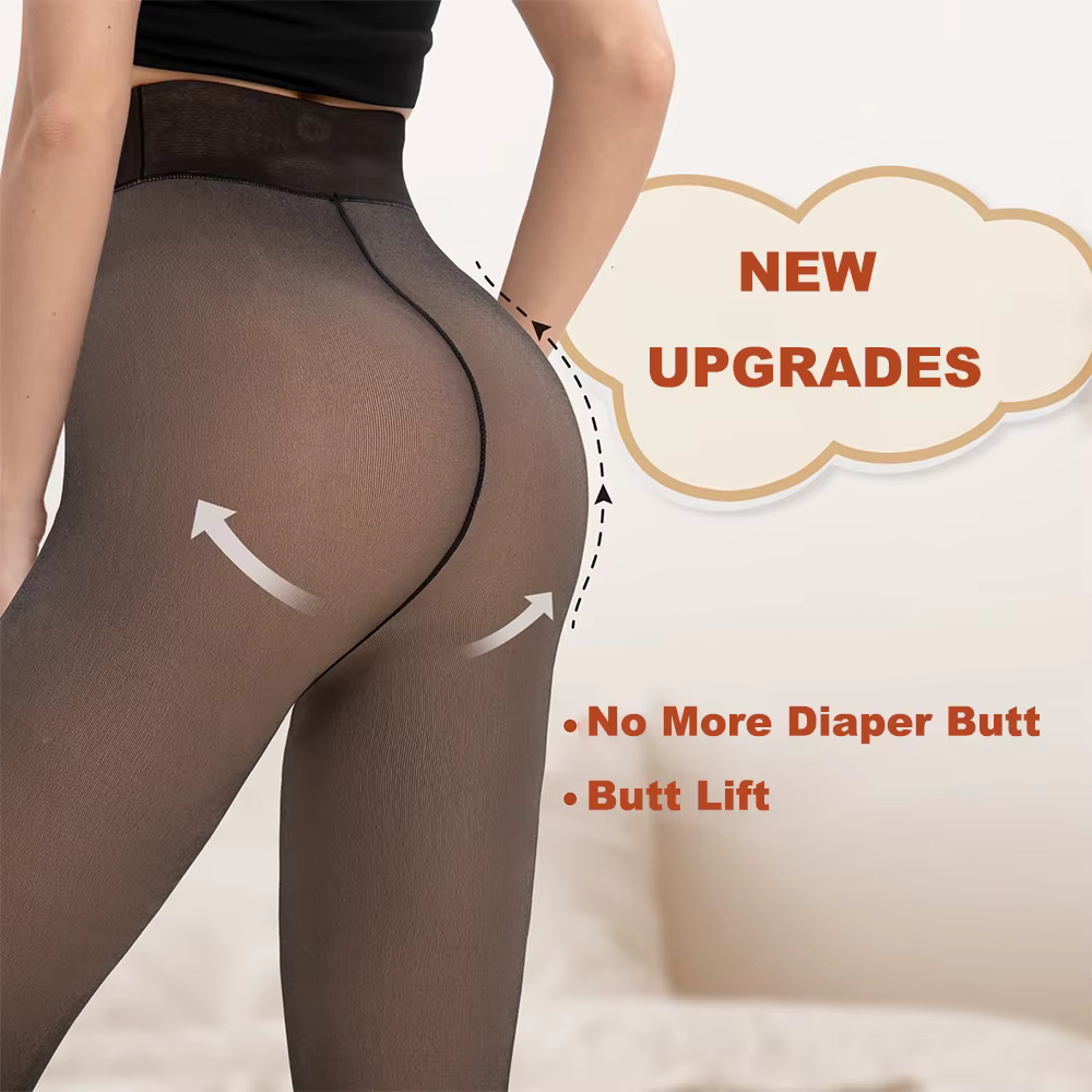 Collants noirs doublés en polaire pour femmes