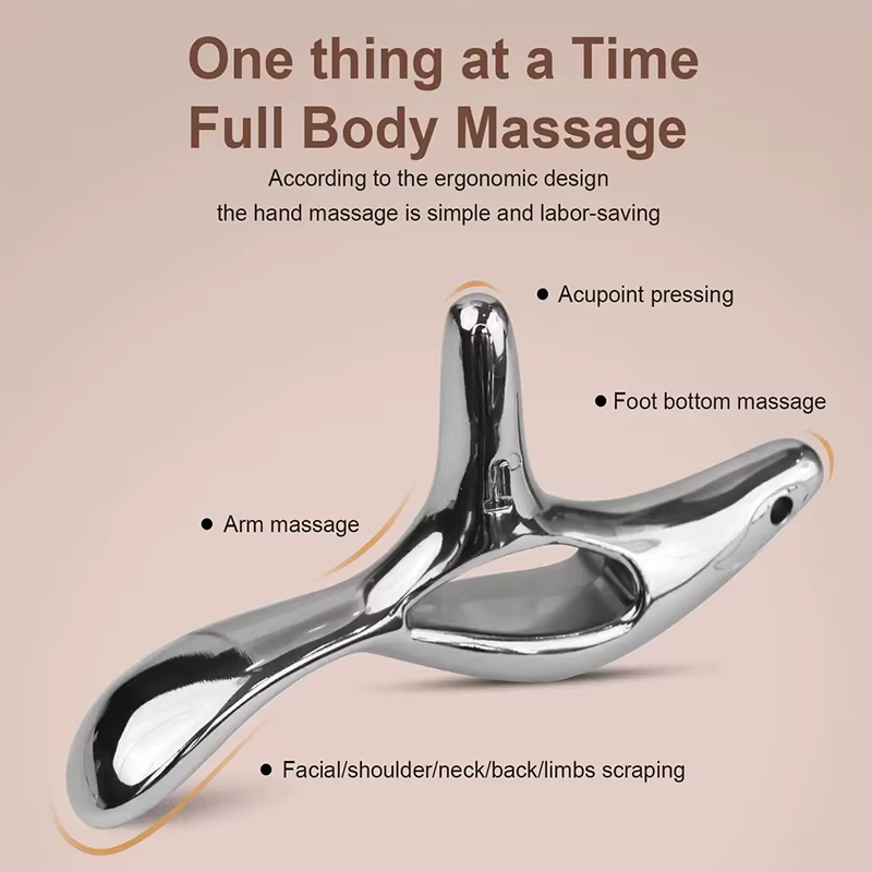 Bâton de massage triangulaire pour points d'acupuncture, grattoir en acier pour le drainage des méridiens plantaires, masseur corporel complet pour le dos