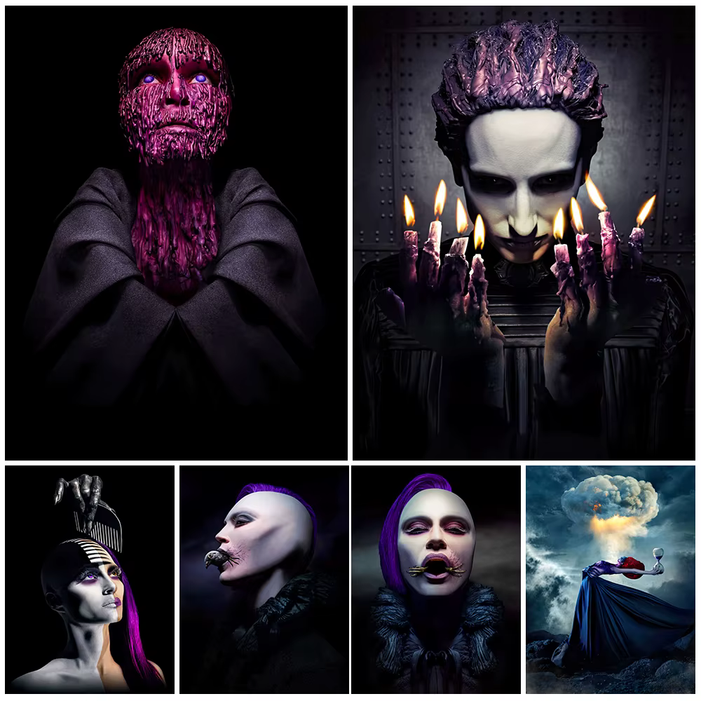 Apocalypse histoire d'horreur abstraite mur Art toile peinture bougie mystérieuse effrayante bougie homme Art affiche impression décoration de la maison