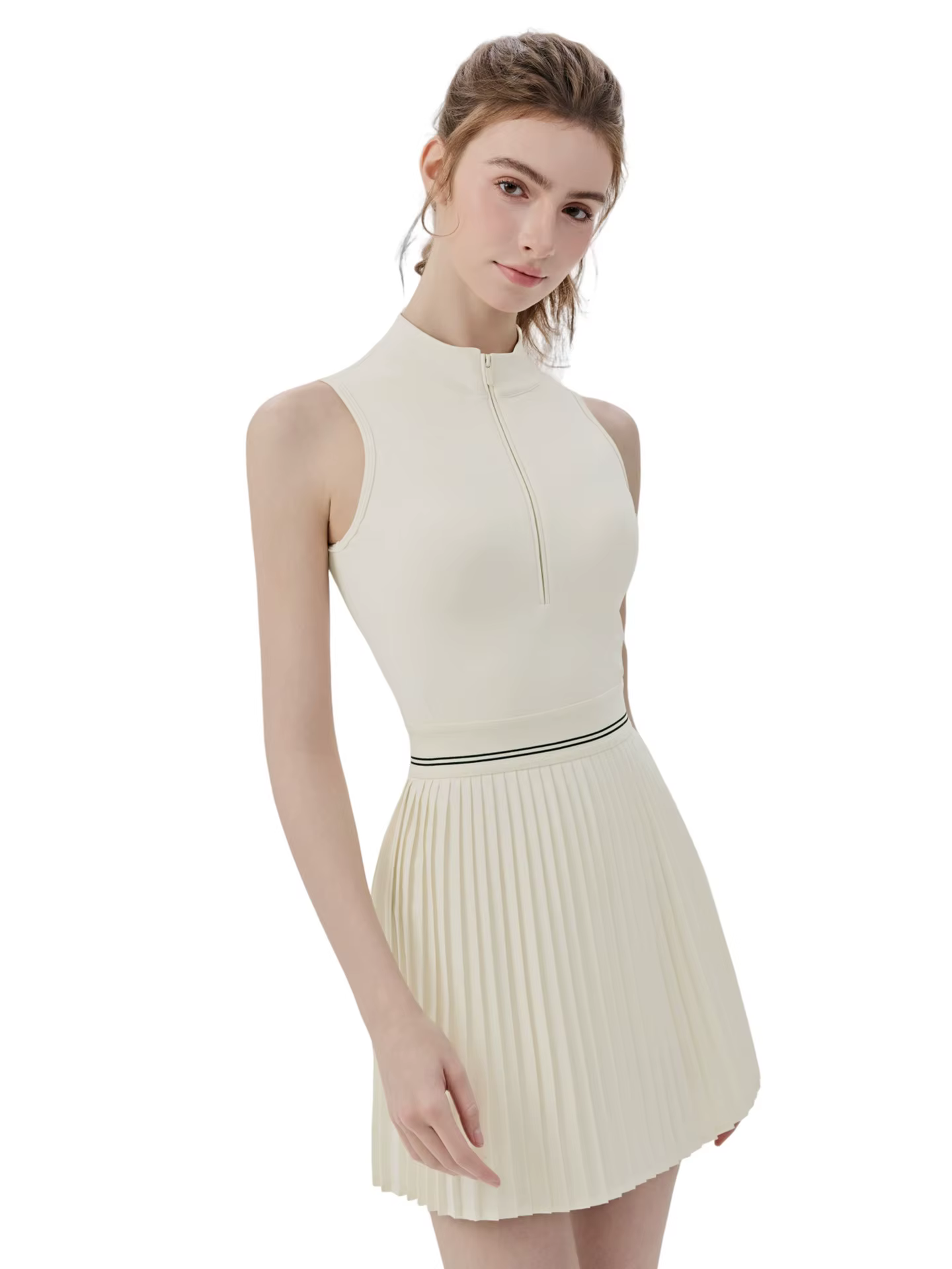 Robe de sport pour femme avec soutien-gorge intégré, rafraîchissante, respirante, anti-exposition, combinaison une pièce pour tennis, yoga, badminton, jupe-short athlétique