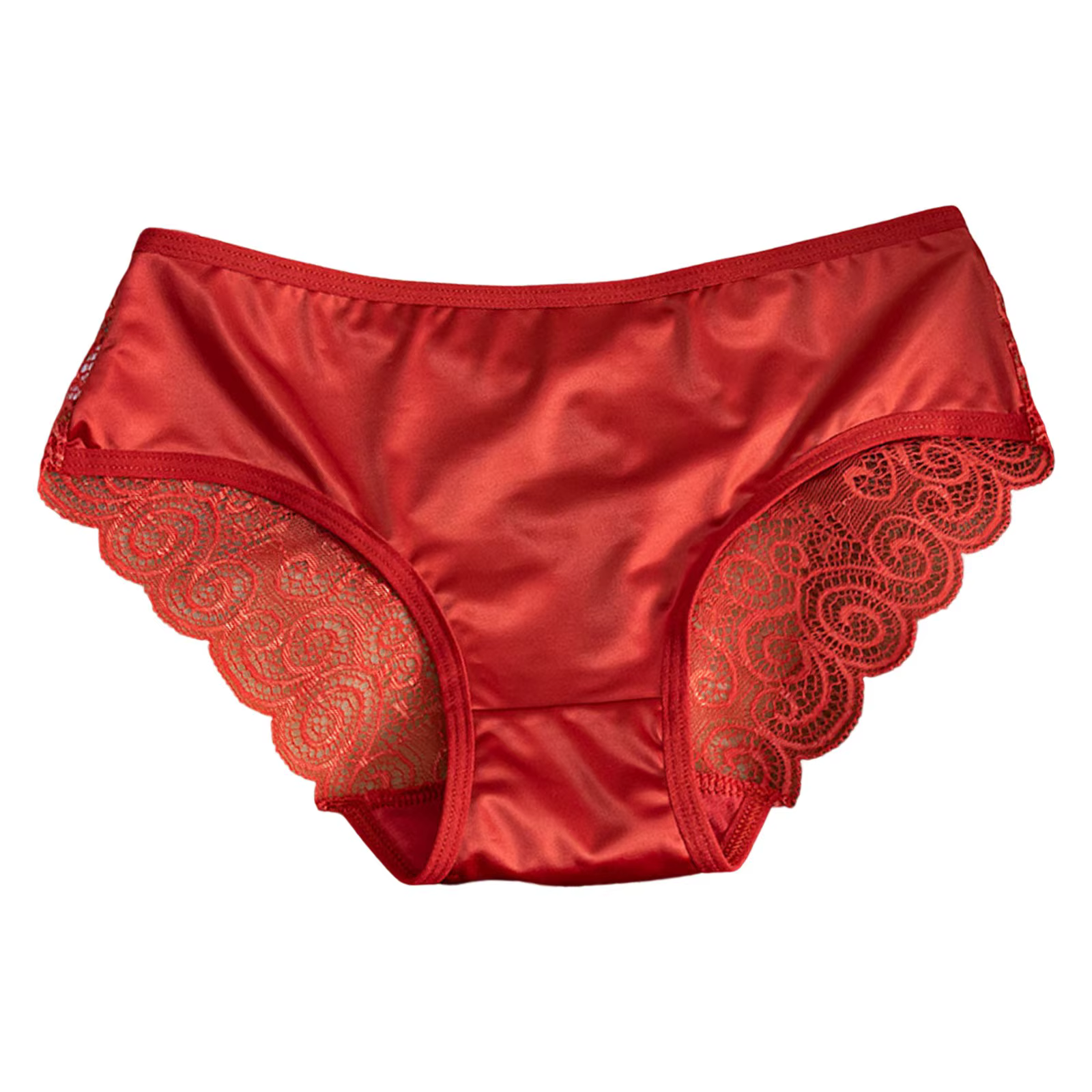 Culotte femme jaune sous-vêtements en Satin de soie dentelle Lingerie Sexy respirant taille moyenne slip