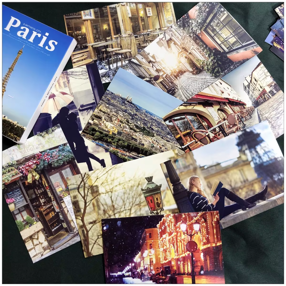  Ensemble de 30 cartes postales de voyage à Paris - Cartes de vœux avec vue sur la Tour Eiffel et la Seine - Cadeaux romantiques de voyage