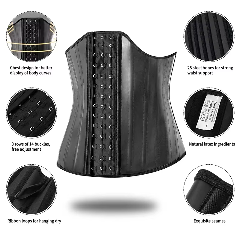 Body Shaper Shapewear femmes 25 os en acier Latex taille formateur Corset