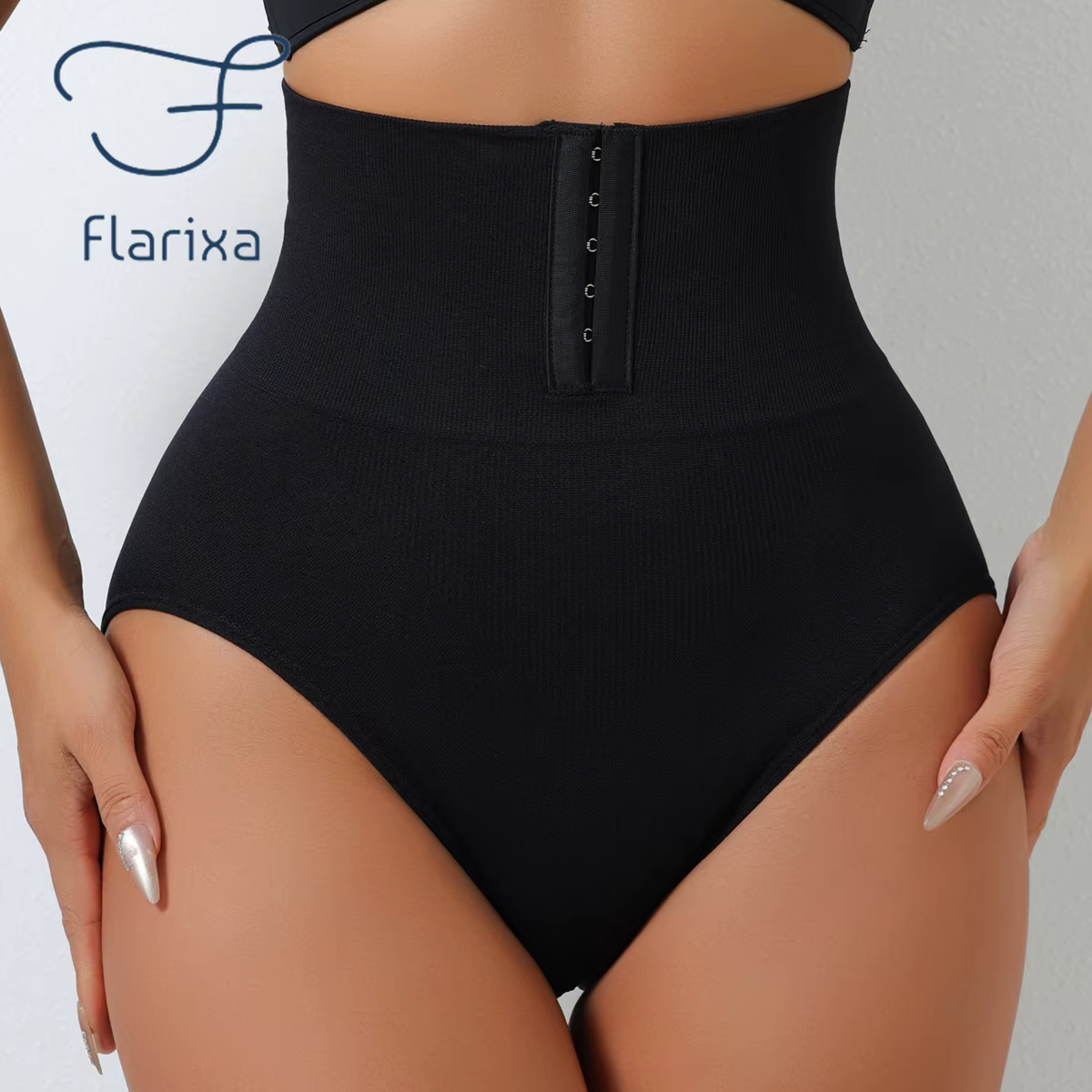 Flarixa taille haute sans couture culotte ventre plat façonnage slips femmes boutonnage