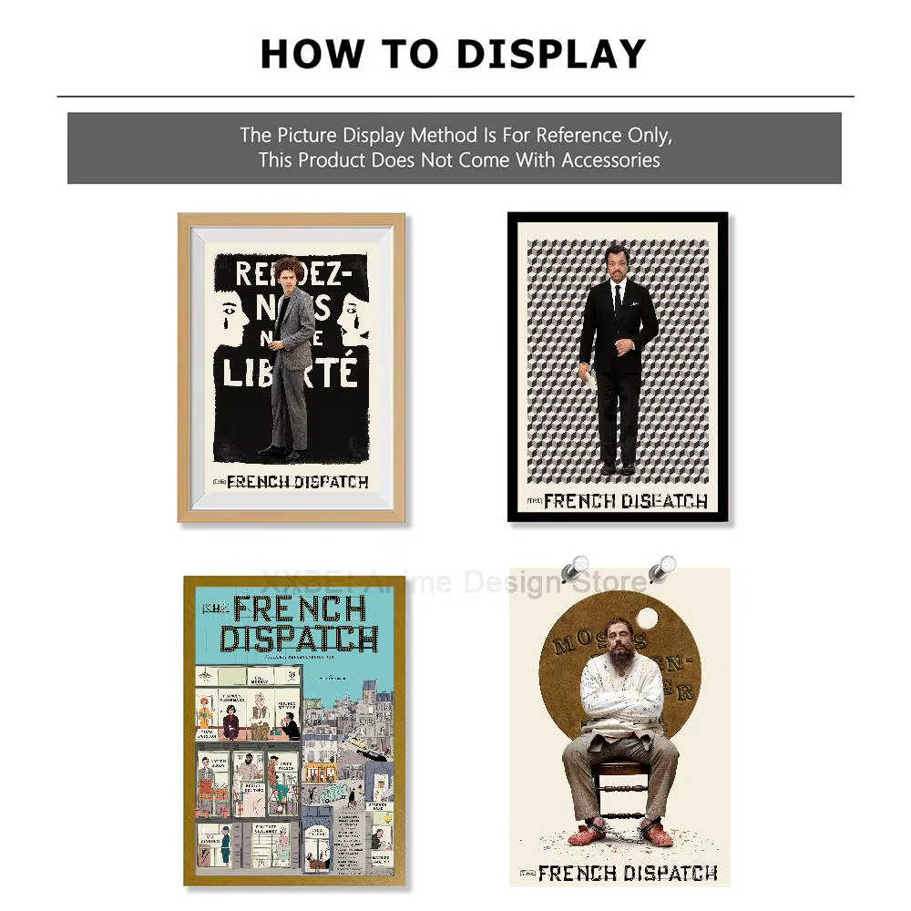 Affiche vintage The French Dispatch, impression artistique de film classique de Wes Anderson, décoration murale minimaliste pour chambre à coucher, dortoir, maison, cadeau