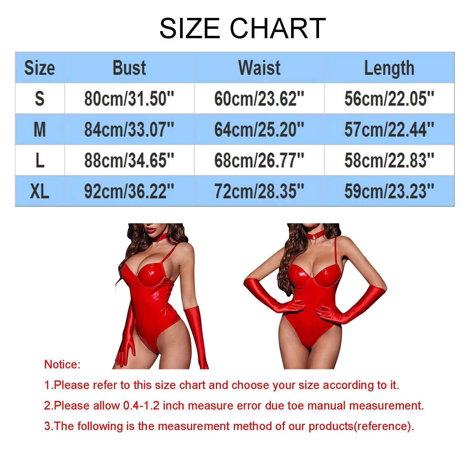 Body en cuir rouge brillant pour femmes
