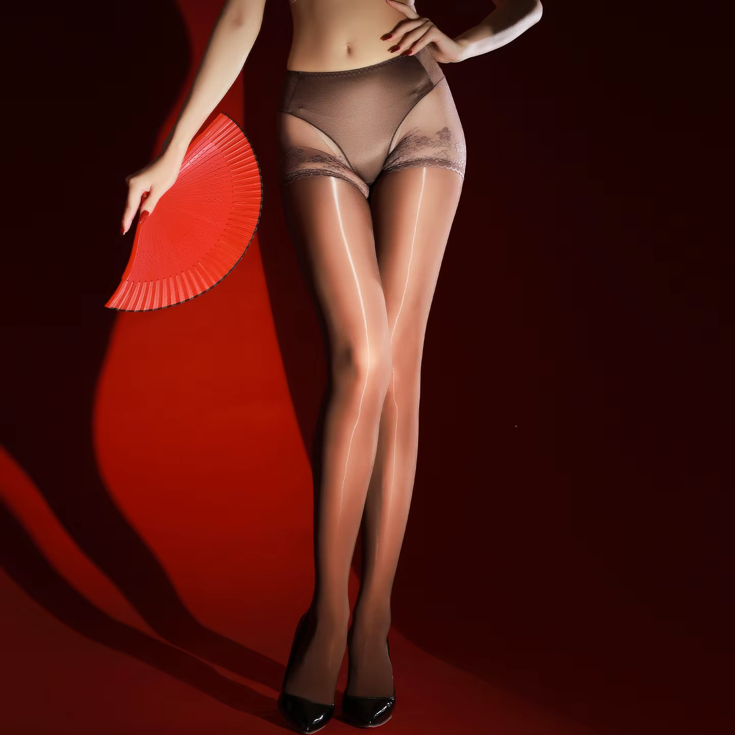 Collants brillants en dentelle pour femmes