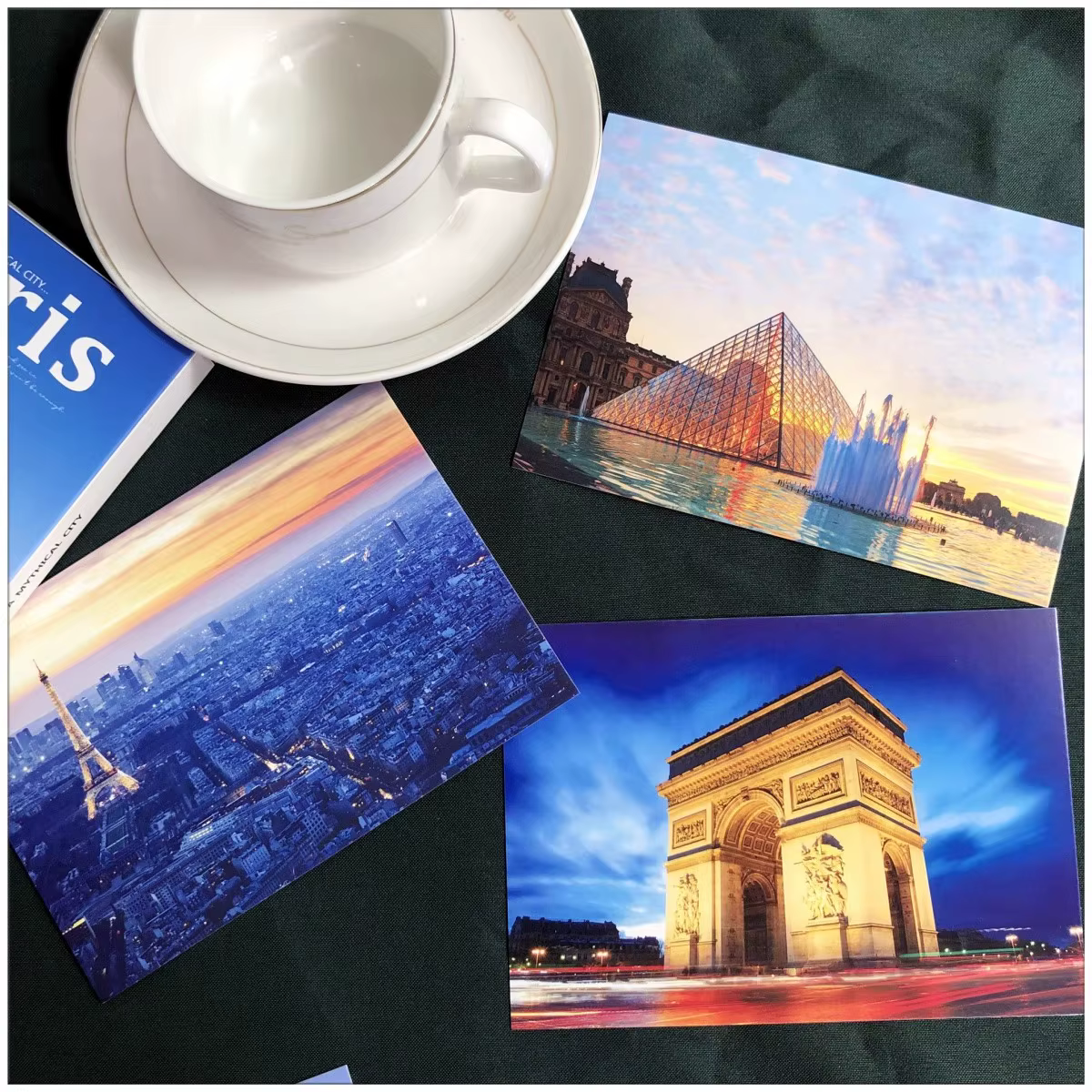  Ensemble de 30 cartes postales de voyage à Paris - Cartes de vœux avec vue sur la Tour Eiffel et la Seine - Cadeaux romantiques de voyage