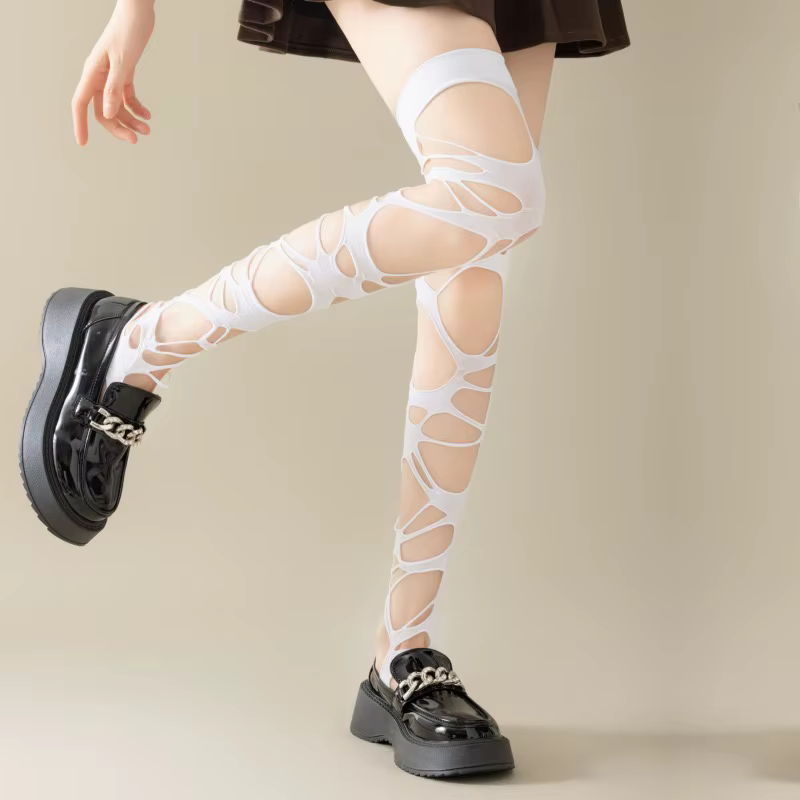 Collants résille déchirés pour femmes – Bas punk en détresse