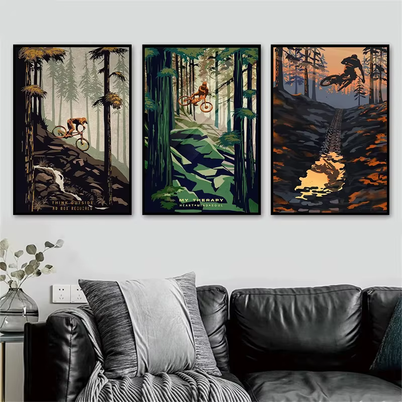 Affiche Vintage pour vélo de montagne, vtt, monter pour évaser la vie, descente, vélo, tableau d'art mural imprimé, peinture sur toile, décoration de maison
