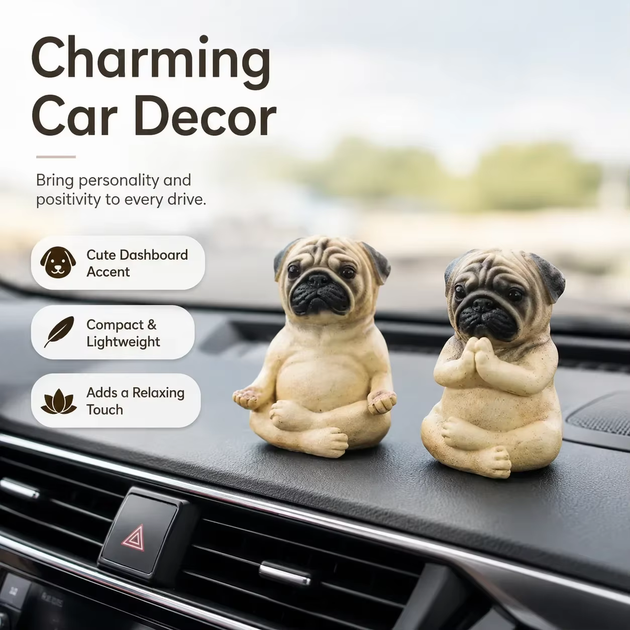 Statue de chien pug assis en résine, figurine miniature pour la décoration intérieure, adorable ornement de chiot de collection pour bureau ou étagère