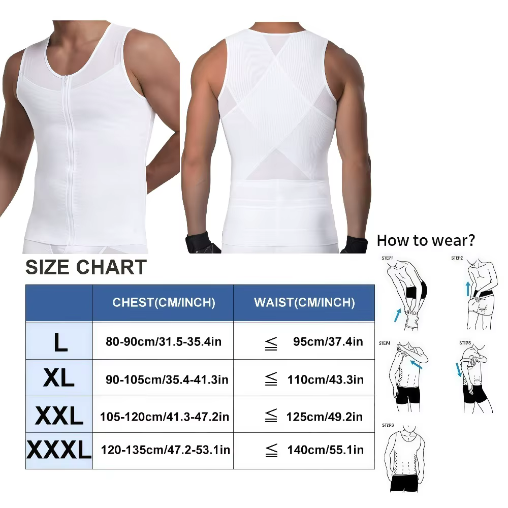 Débardeur de compression pour homme avec fermeture éclair